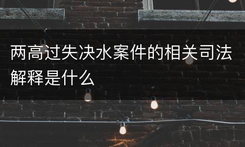 两高过失决水案件的相关司法解释是什么