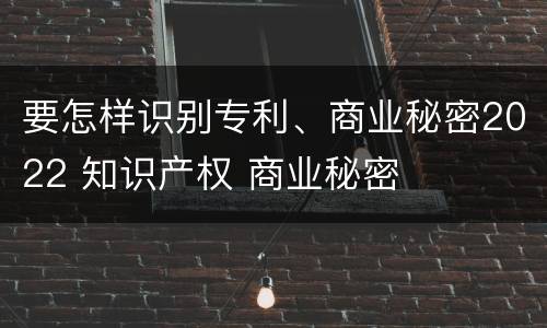 要怎样识别专利、商业秘密2022 知识产权 商业秘密
