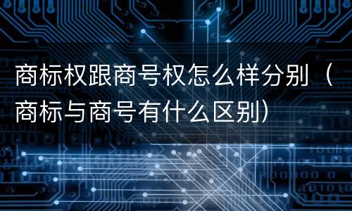 商标权跟商号权怎么样分别（商标与商号有什么区别）