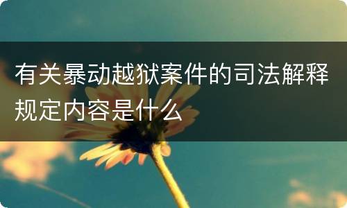 有关暴动越狱案件的司法解释规定内容是什么