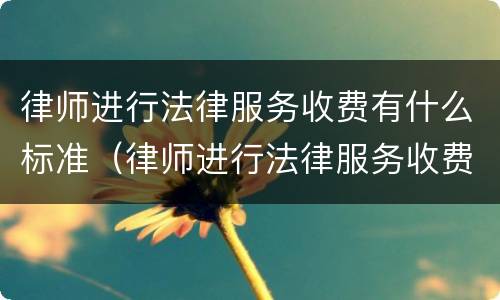 律师进行法律服务收费有什么标准（律师进行法律服务收费有什么标准吗）