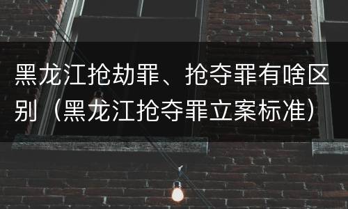黑龙江抢劫罪、抢夺罪有啥区别（黑龙江抢夺罪立案标准）