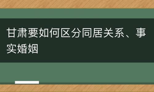 甘肃要如何区分同居关系、事实婚姻