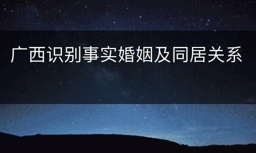 广西识别事实婚姻及同居关系