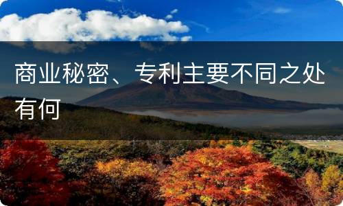 商业秘密、专利主要不同之处有何
