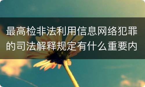 最高检非法利用信息网络犯罪的司法解释规定有什么重要内容