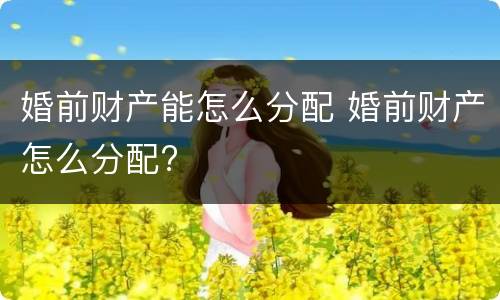 婚前财产能怎么分配 婚前财产怎么分配?
