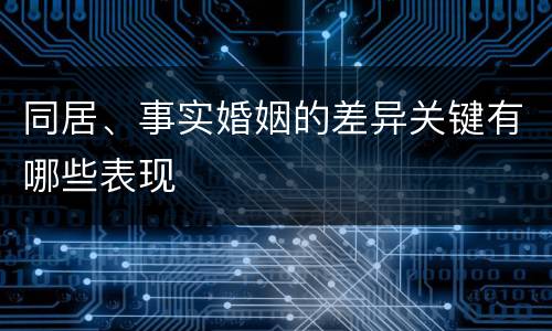 同居、事实婚姻的差异关键有哪些表现