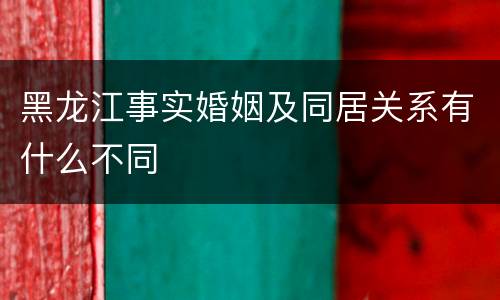 黑龙江事实婚姻及同居关系有什么不同
