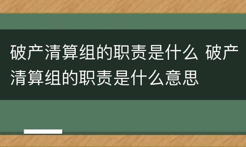 破产清算组的职责是什么 破产清算组的职责是什么意思