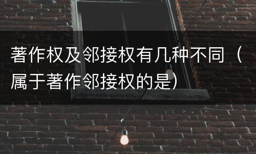 著作权及邻接权有几种不同（属于著作邻接权的是）