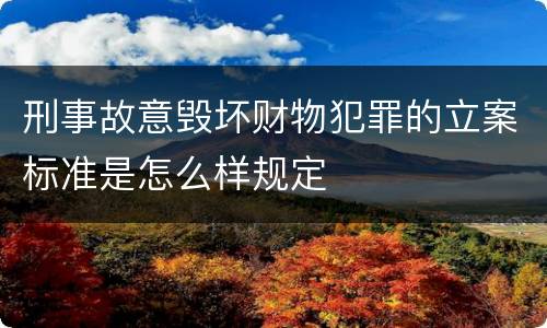 刑事故意毁坏财物犯罪的立案标准是怎么样规定