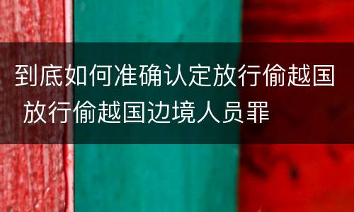 到底如何准确认定放行偷越国 放行偷越国边境人员罪