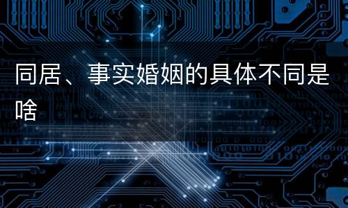 同居、事实婚姻的具体不同是啥