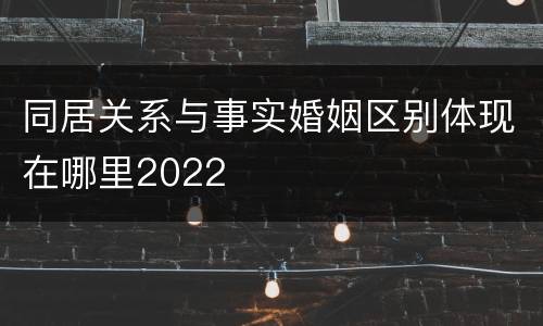 同居关系与事实婚姻区别体现在哪里2022