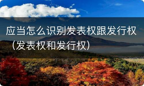 应当怎么识别发表权跟发行权（发表权和发行权）