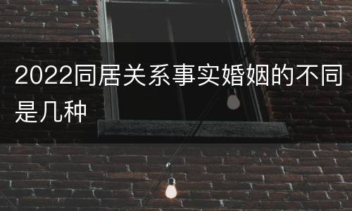 2022同居关系事实婚姻的不同是几种