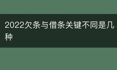 2022欠条与借条关键不同是几种