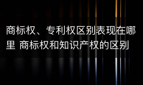 商标权、专利权区别表现在哪里 商标权和知识产权的区别