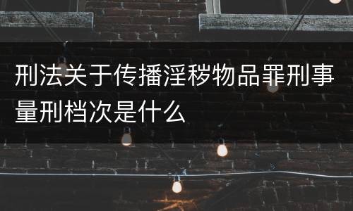 刑法关于传播淫秽物品罪刑事量刑档次是什么