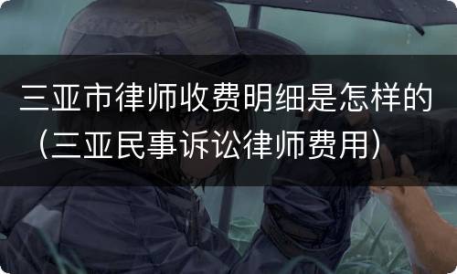 三亚市律师收费明细是怎样的（三亚民事诉讼律师费用）