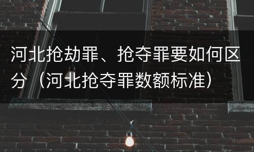 河北抢劫罪、抢夺罪要如何区分（河北抢夺罪数额标准）