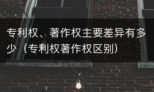专利权、著作权主要差异有多少（专利权著作权区别）