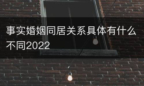事实婚姻同居关系具体有什么不同2022
