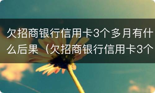 欠招商银行信用卡3个多月有什么后果（欠招商银行信用卡3个多月有什么后果吗）