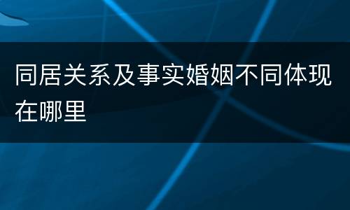 同居关系及事实婚姻不同体现在哪里