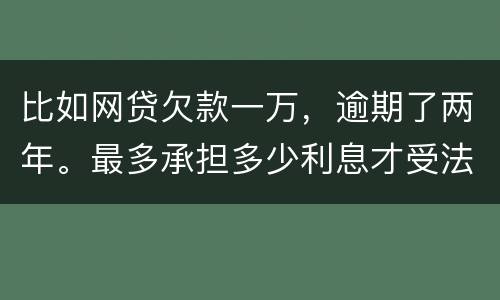 比如网贷欠款一万，逾期了两年。最多承担多少利息才受法律保护的？换言之，网贷利息受