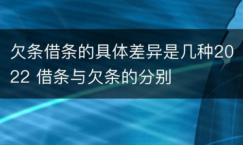 欠条借条的具体差异是几种2022 借条与欠条的分别