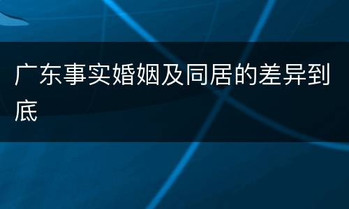 广东事实婚姻及同居的差异到底