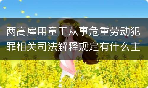 两高雇用童工从事危重劳动犯罪相关司法解释规定有什么主要内容