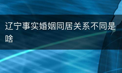 辽宁事实婚姻同居关系不同是啥