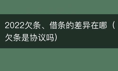 2022欠条、借条的差异在哪（欠条是协议吗）