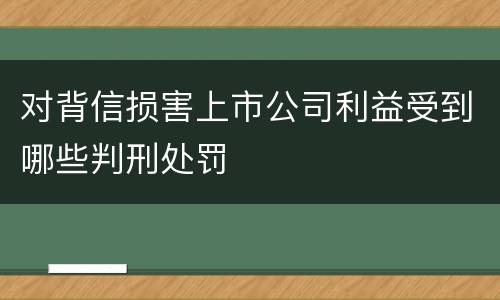 对背信损害上市公司利益受到哪些判刑处罚