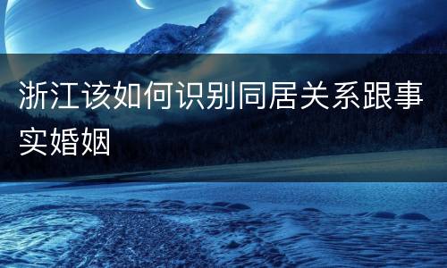 浙江该如何识别同居关系跟事实婚姻