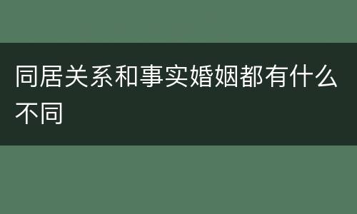 同居关系和事实婚姻都有什么不同