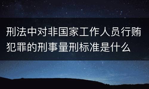 刑法中对非国家工作人员行贿犯罪的刑事量刑标准是什么