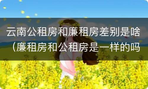 云南公租房和廉租房差别是啥（廉租房和公租房是一样的吗）
