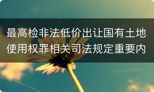 最高检非法低价出让国有土地使用权罪相关司法规定重要内容是什么