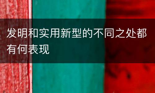 发明和实用新型的不同之处都有何表现