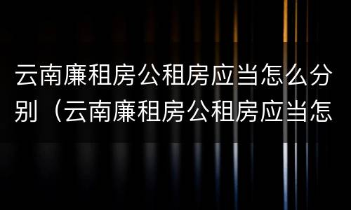 云南廉租房公租房应当怎么分别（云南廉租房公租房应当怎么分别购买）