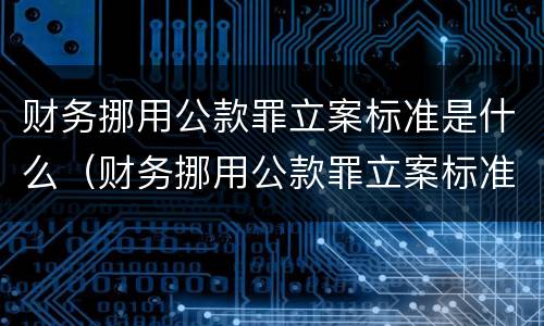 财务挪用公款罪立案标准是什么（财务挪用公款罪立案标准是什么规定）