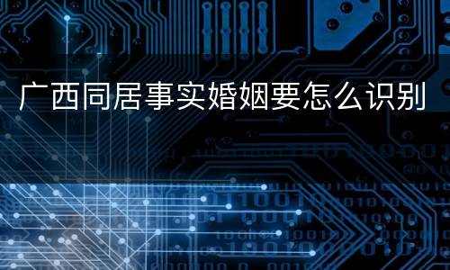 广西同居事实婚姻要怎么识别
