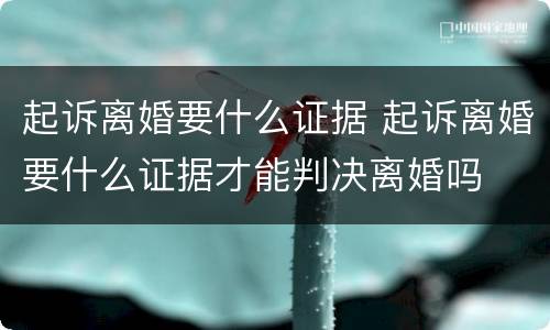 起诉离婚要什么证据 起诉离婚要什么证据才能判决离婚吗