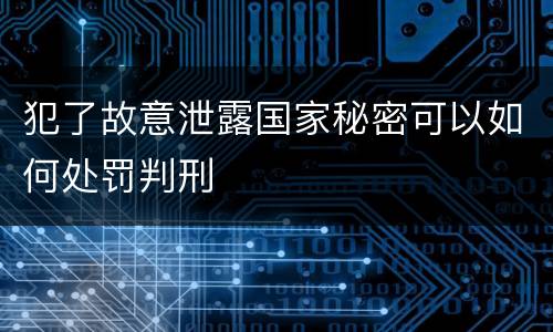 犯了故意泄露国家秘密可以如何处罚判刑