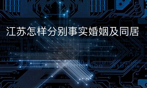 江苏怎样分别事实婚姻及同居