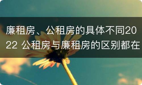 廉租房、公租房的具体不同2022 公租房与廉租房的区别都在此,别再搞错了!